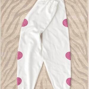 White sweatpants with pink rhinestone